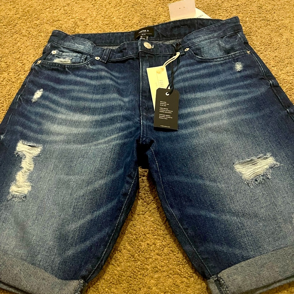 Men Denim Slum Shorts SZ 33